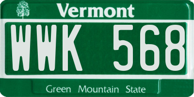 VT license plate WWK568