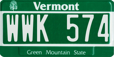 VT license plate WWK574
