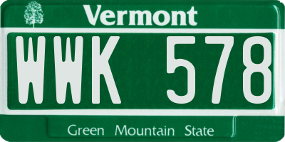 VT license plate WWK578