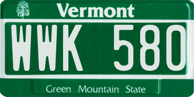 VT license plate WWK580