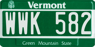 VT license plate WWK582