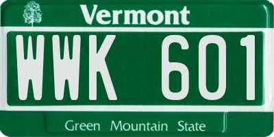 VT license plate WWK601