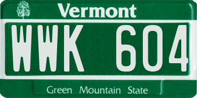 VT license plate WWK604
