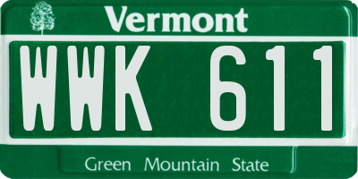 VT license plate WWK611