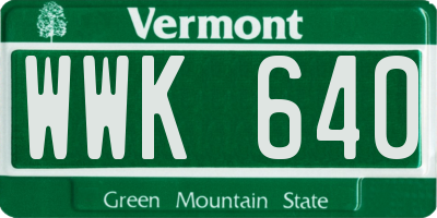 VT license plate WWK640