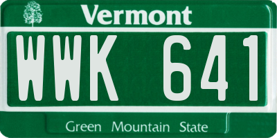 VT license plate WWK641
