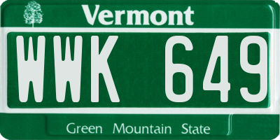 VT license plate WWK649