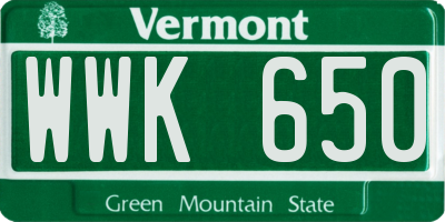 VT license plate WWK650