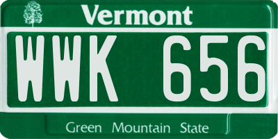 VT license plate WWK656