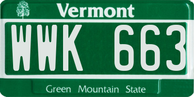 VT license plate WWK663
