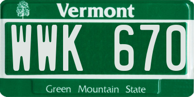 VT license plate WWK670
