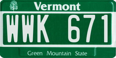 VT license plate WWK671