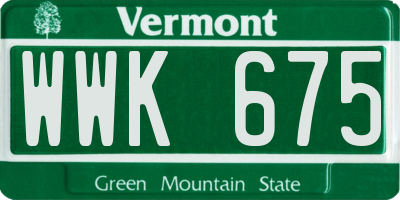 VT license plate WWK675