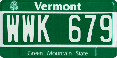 VT license plate WWK679