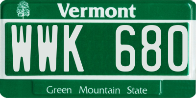 VT license plate WWK680