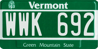 VT license plate WWK692