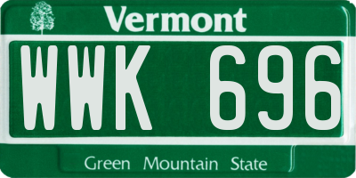 VT license plate WWK696
