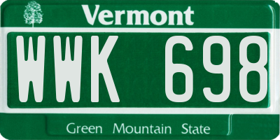 VT license plate WWK698
