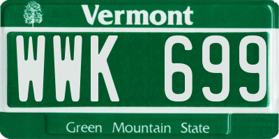 VT license plate WWK699