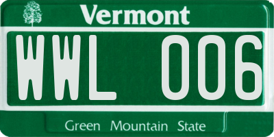 VT license plate WWL006