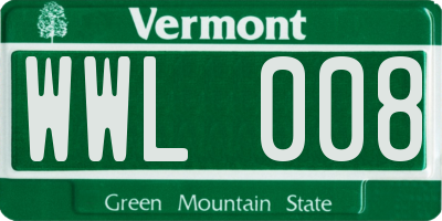 VT license plate WWL008