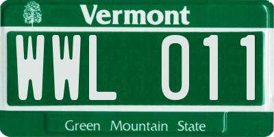 VT license plate WWL011