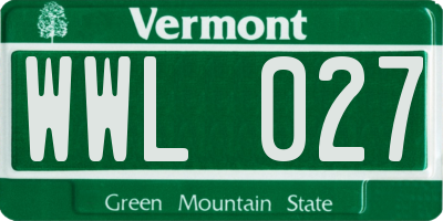 VT license plate WWL027