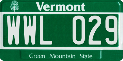 VT license plate WWL029