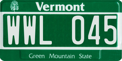 VT license plate WWL045