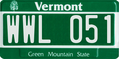 VT license plate WWL051