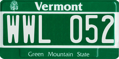 VT license plate WWL052