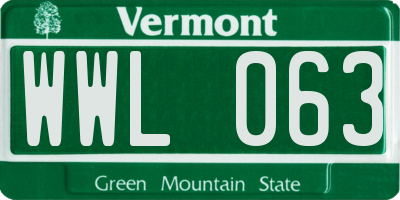 VT license plate WWL063