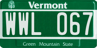 VT license plate WWL067