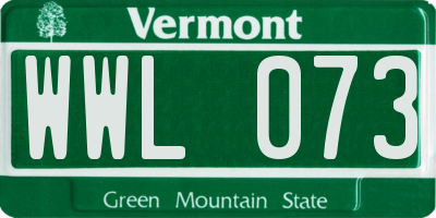 VT license plate WWL073
