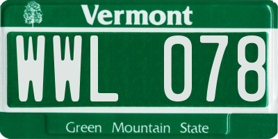 VT license plate WWL078