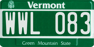 VT license plate WWL083