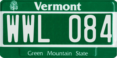 VT license plate WWL084