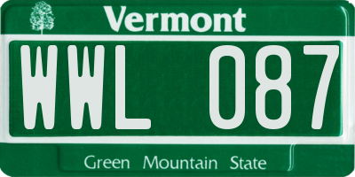 VT license plate WWL087