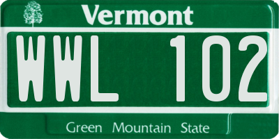 VT license plate WWL102