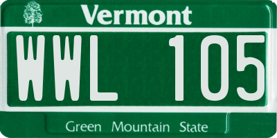 VT license plate WWL105