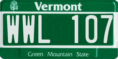 VT license plate WWL107