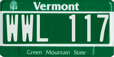VT license plate WWL117