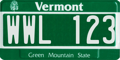 VT license plate WWL123