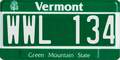 VT license plate WWL134