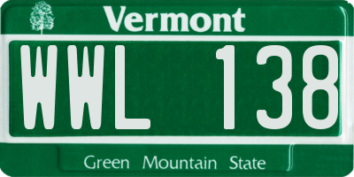 VT license plate WWL138