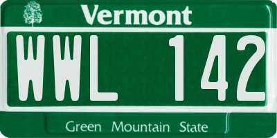VT license plate WWL142