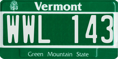 VT license plate WWL143