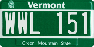 VT license plate WWL151