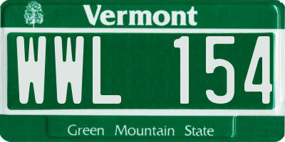 VT license plate WWL154