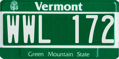 VT license plate WWL172